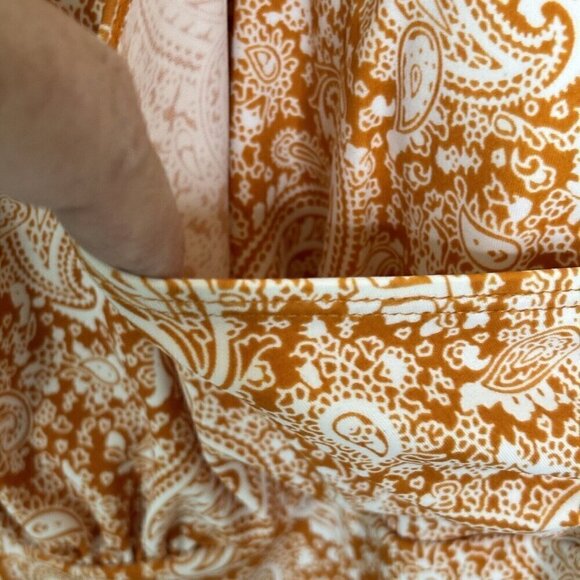 D & Co. Beach Womens 22W Orange Paisley Ruched Faux Wrap Adjust Strap Sw… - Picture 4 of 16